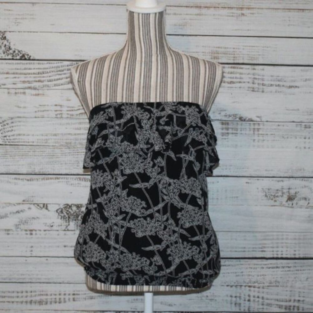 Halogen Floral ruffle Tube Top Size Small
